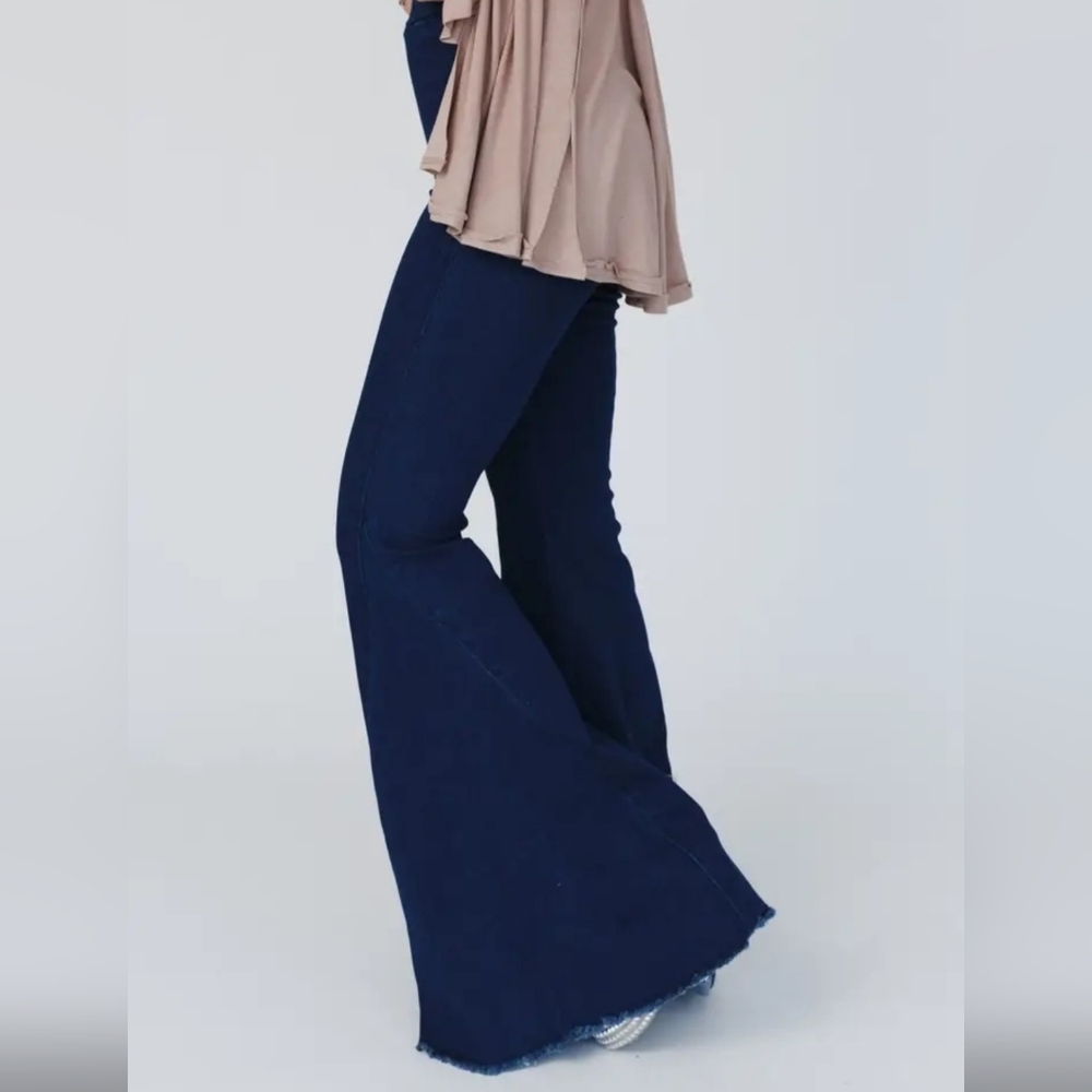 Dark Denim bell bottom Extra Wide Leg jeans